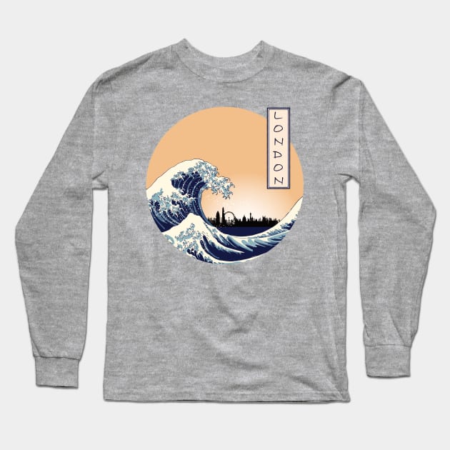 Great Wave off London Long Sleeve T-Shirt by Ricogfx